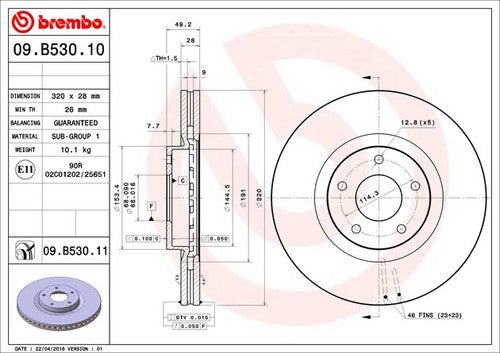 Brembo 09B53011C02 BRAKE ROTORS