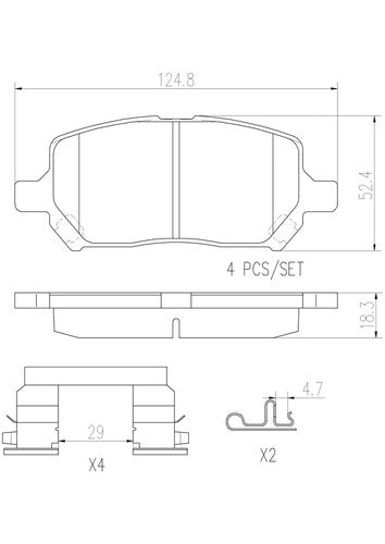 Brembo Front Ceramic Brake Pads Fits 2005-2010 Chevrolet Cobalt 4 Piece P10043N