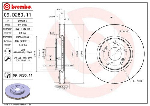 Brembo 09D28011C02 BRAKE ROTORS