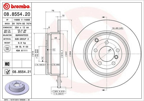 Brembo 08855421C02 BRAKE ROTORS