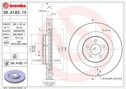 Brembo 09A18311C02 BRAKE ROTORS