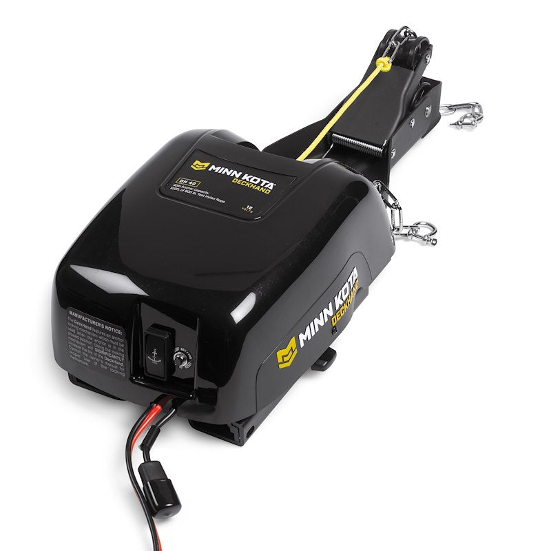 Minn Kota 1810141 DeckHandâ„¢40 Pontoon Windlass; With Davit/ MKA-16-03 Quick Release Bracket/ DH-40 25 Foot Corded Remote/ MKR-12 Quick Connect Plug/ 100 Foot Nylon Rope 12-10-: