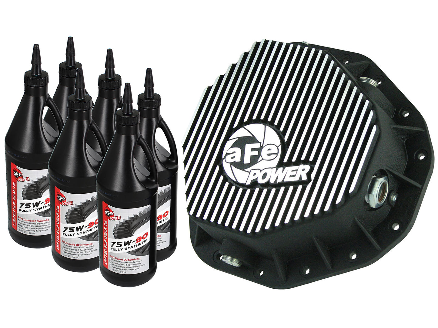 aFe Power 46-70092-WL - Pro Series Rear Differential Cover Kit Black w/ Machined