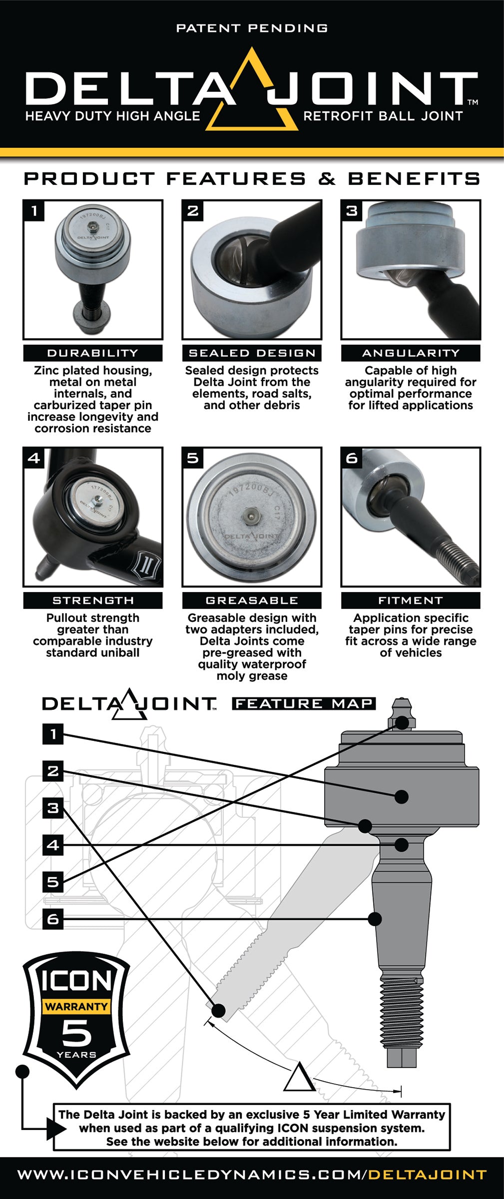 ICON Vehicle Dynamics 58450DJ - 05-23 TACOMA TUBULAR UCA DJ KIT