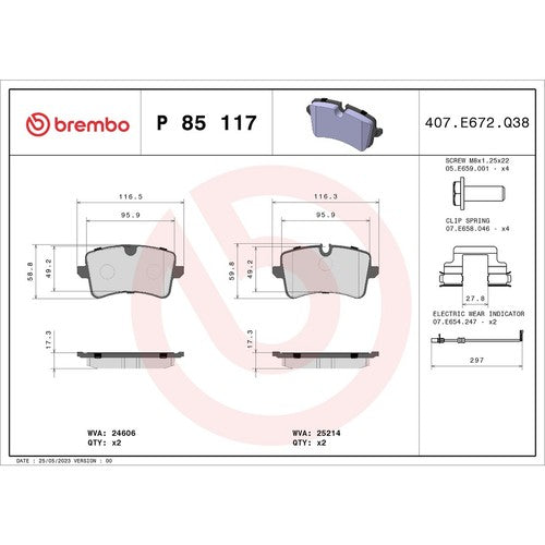 Brembo Rear Low Metallic Brake Pads Fits 2012-2013 Audi A6 Brakes 4 Pc P85117
