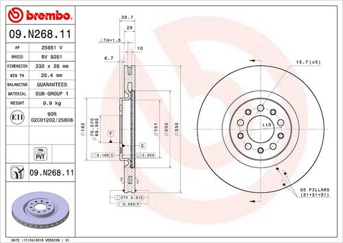 Brembo 09N26811C02  BRAKE ROTORS