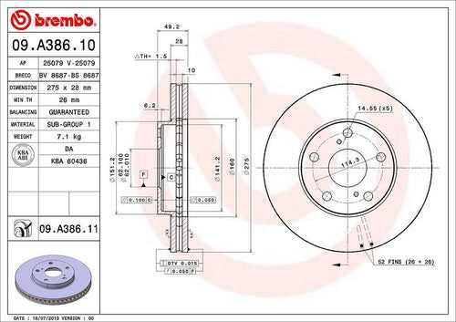 Brembo 09A38611C02  BRAKE ROTORS