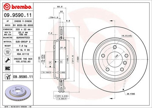 Brembo 09959011C02  BRAKE ROTORS