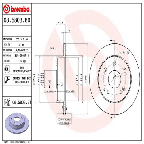 Brembo 08580381C02  BRAKE ROTORS