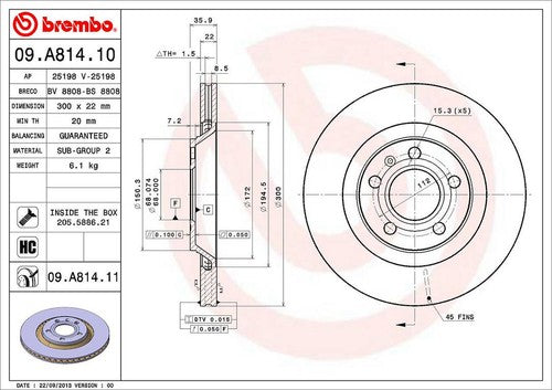 Brembo 09A81411C02  BRAKE ROTORS