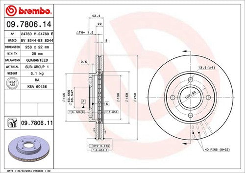 Brembo 09780611C02  BRAKE ROTORS