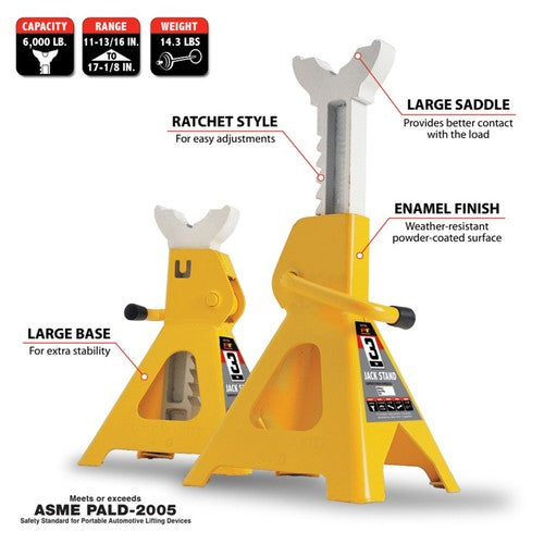 Performance Tool W41022 Ratchet Style Jack Stand Set for Lifting Vehicles During