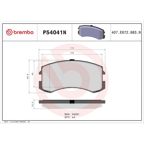 Brembo Front Ceramic Brake Pads Fits 2002-2007 Mitsubishi Lancer 4 Piece P54041N