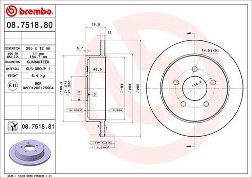 Brembo 08751881C02  BRAKE ROTORS