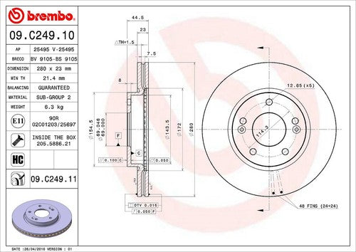 Brembo 09C24911C02  BRAKE ROTORS