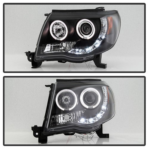Spyder 5011916 Headlight Assy Projector Beam w/LED Halo H1 High/ Low Beam Qty 2