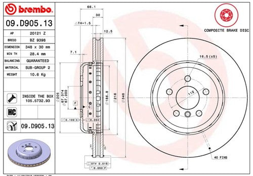 Brembo 09D90513C02  BRAKE ROTORS