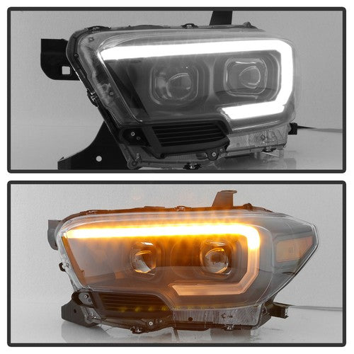xTune Toyota Tacoma 16-18 DRL Light Bar Projector Headlights - Black PRO-JH-TTA1