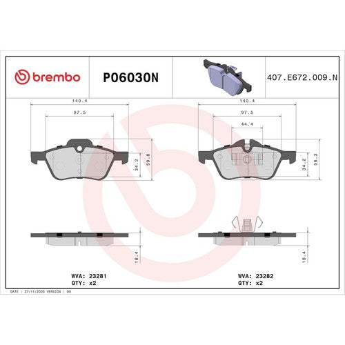 Brembo Front Ceramic Brake Pads Fits 2002-2008 Mini Cooper Break Pads P06030N