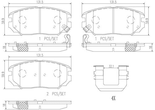 Brembo P30038N NAO BRAKE PADS