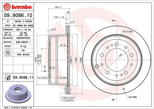 Brembo 09908611C02  BRAKE ROTORS