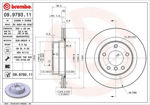 Brembo 09979311C02  BRAKE ROTORS