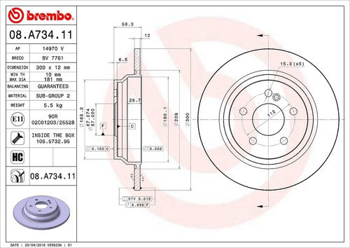 Brembo 08A73411C02  BRAKE ROTORS