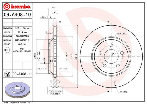 Brembo 09A40811C02  BRAKE ROTORS
