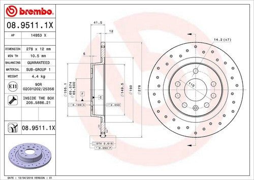 Brembo 0895111XC02 Xtra BRAKE ROTORS