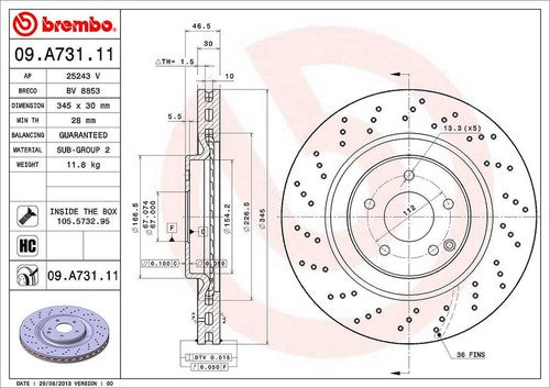 Brembo 09A73111C02  BRAKE ROTORS