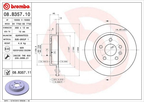 Brembo 08B35711C02  BRAKE ROTORS