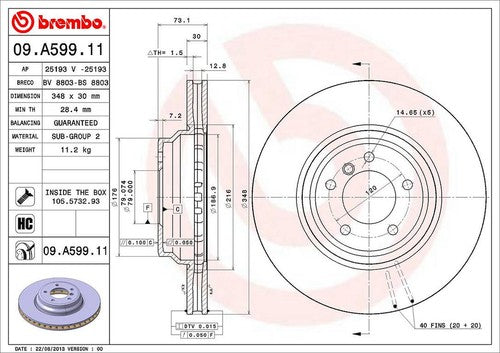 Brembo 09A59911C02  BRAKE ROTORS