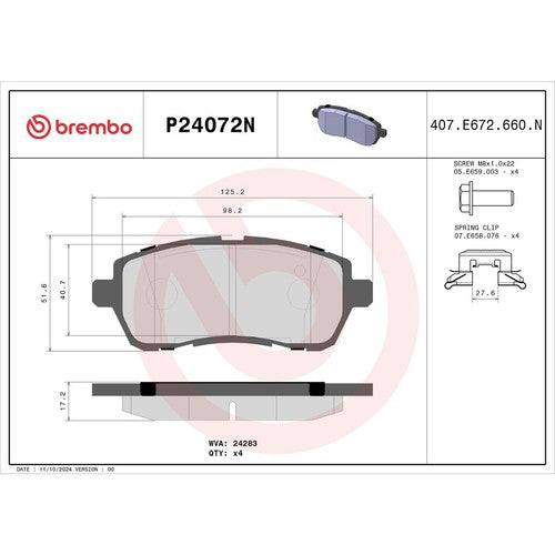 Brembo Front Ceramic Brake Pads Fits 2011-2019 Ford Fiesta 4 Pc Brakes P24072N