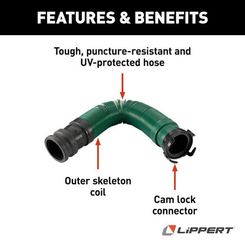 Lippert Components 360789 4 Ft. Green Sewer Hose w/Coupler