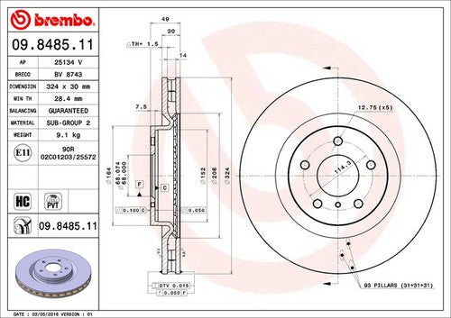 Brembo 09848511C02  BRAKE ROTORS