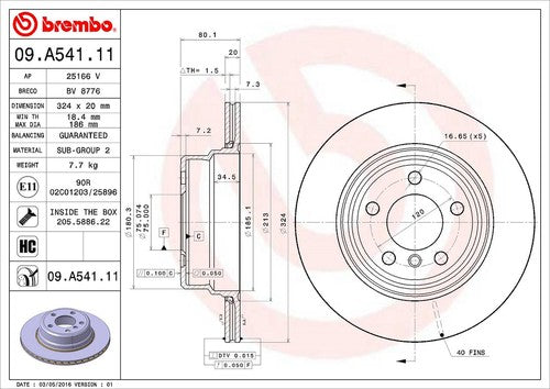 Brembo 09A54111C02  BRAKE ROTORS
