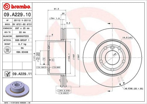 Brembo 09A22911C02  BRAKE ROTORS