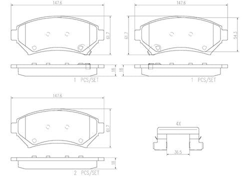 Brembo Front Ceramic Brake Pads Fits 2000-2010 Chevy Impala 4 Pc Brakes P59028N