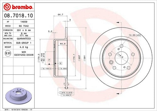Brembo 08701810C02  BRAKE ROTORS