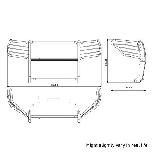 Black Horse Offroad 17TT22MA Grille Guard 3-Piece Modular With Brush Guard