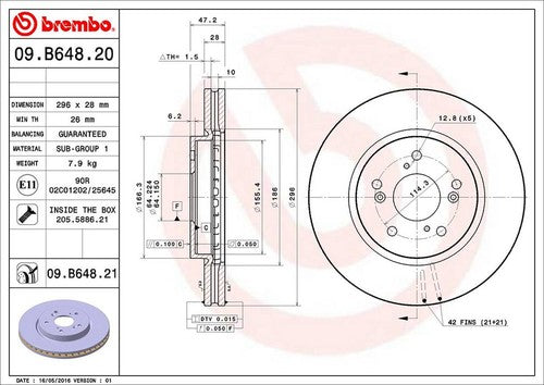 Brembo 09B64821C02  BRAKE ROTORS
