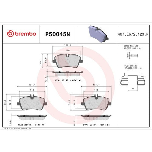 Brembo Front Ceramic Brake Pads Fits 2001-2005 Mercedes-Benz C320 4 Pc P50045N