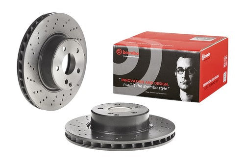 Brembo 09812711C02 Brake Rotor Vented Cross Drilled Wheel Bolt Pattern 5 x 112m