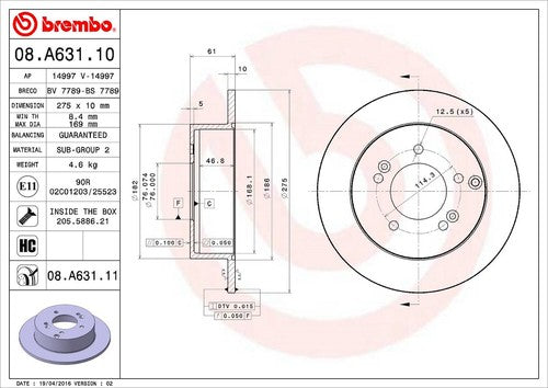Brembo 08A63111C02  BRAKE ROTORS