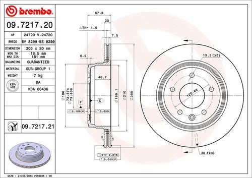 Brembo 09721721C02  BRAKE ROTORS