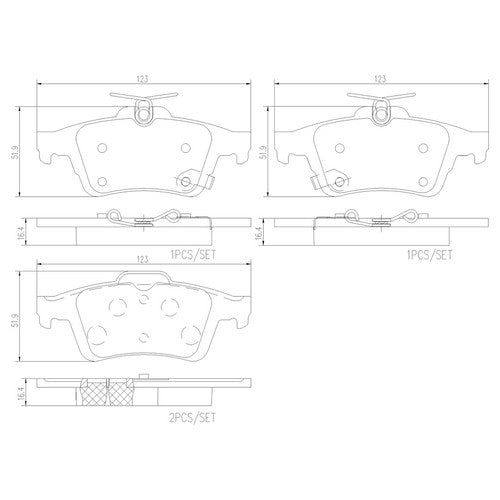 Brembo Rear Ceramic Brake Pads Fits 2012-2018 Ford Focus 4 Piece Brakes P24216N