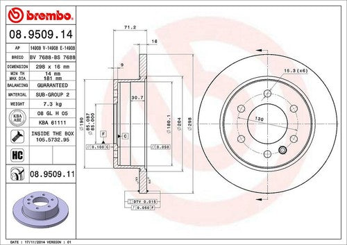 Brembo 08950911C02  BRAKE ROTORS