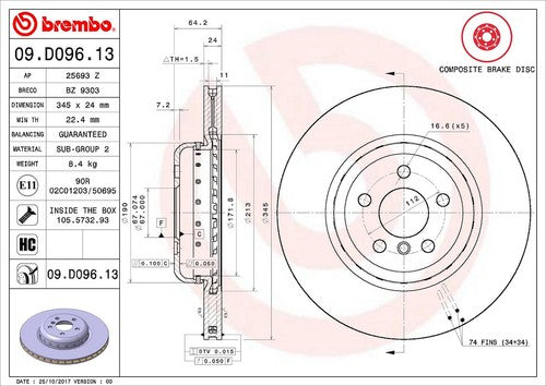 Brembo 09D09613C02  BRAKE ROTORS