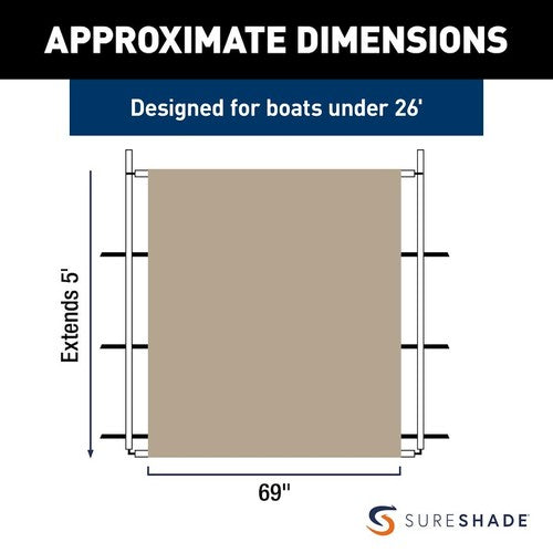 Taylor Made 2021026264 SureShade PTX Power Shade BOAT T-TOP SHADE EXTENSION