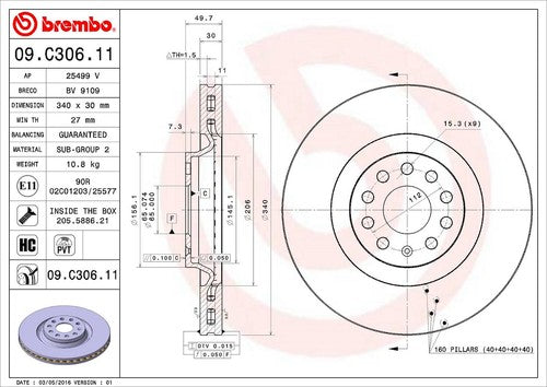 Brembo 09C30611C02  BRAKE ROTORS